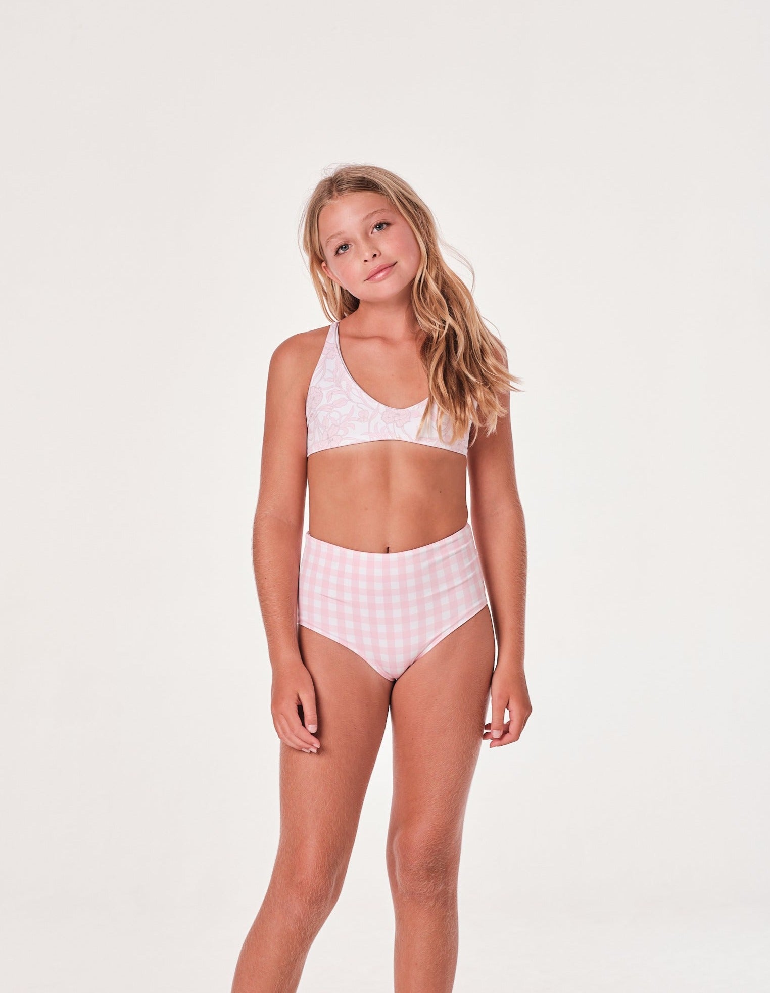 girls' two pieces bikini set with sun protection