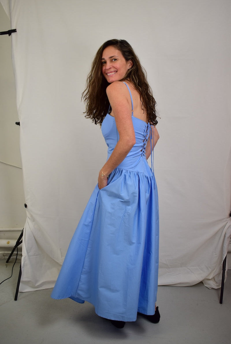 Encantadore Emma Baby Blue Midi Dress