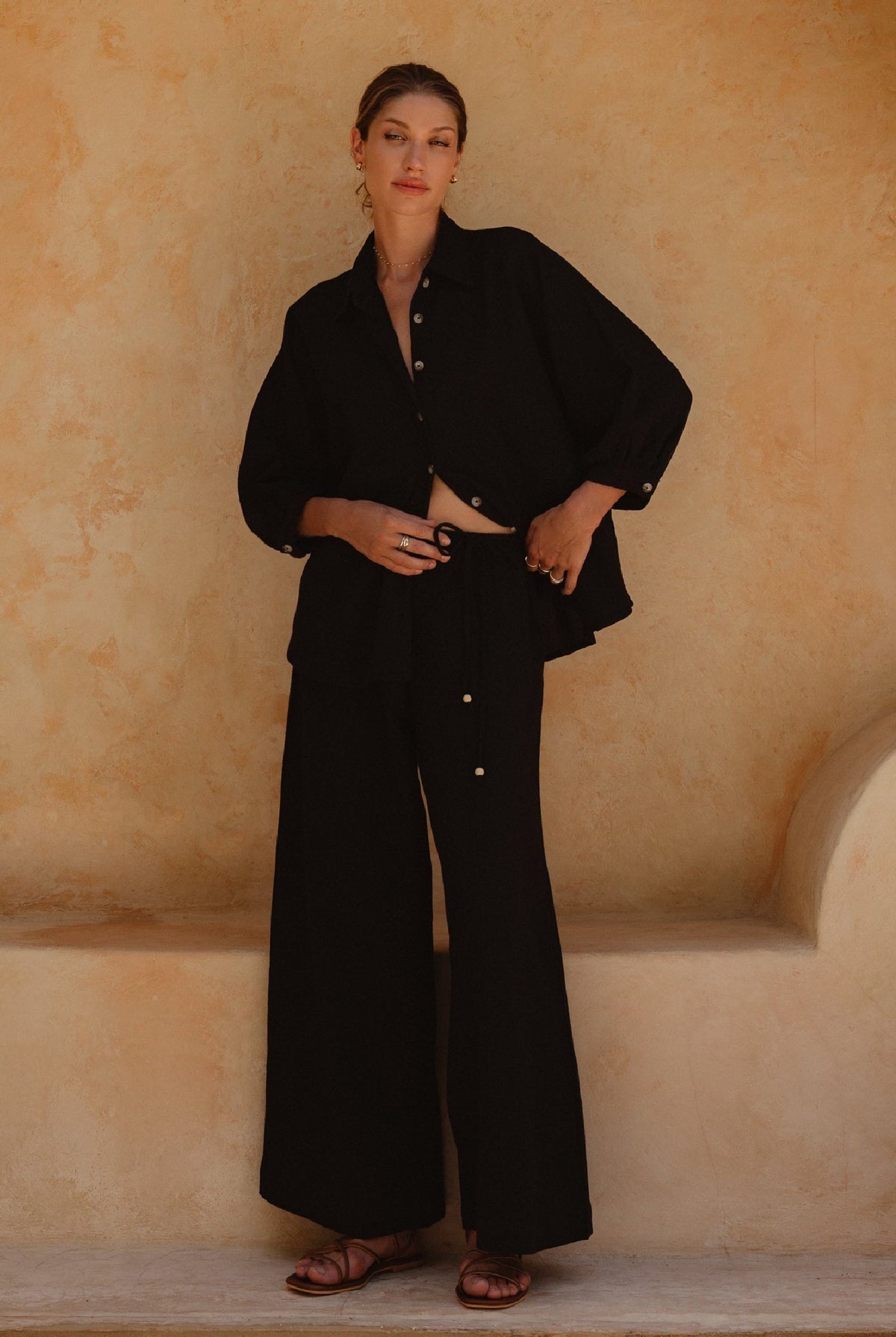 Hema Wrap Linen Pants black