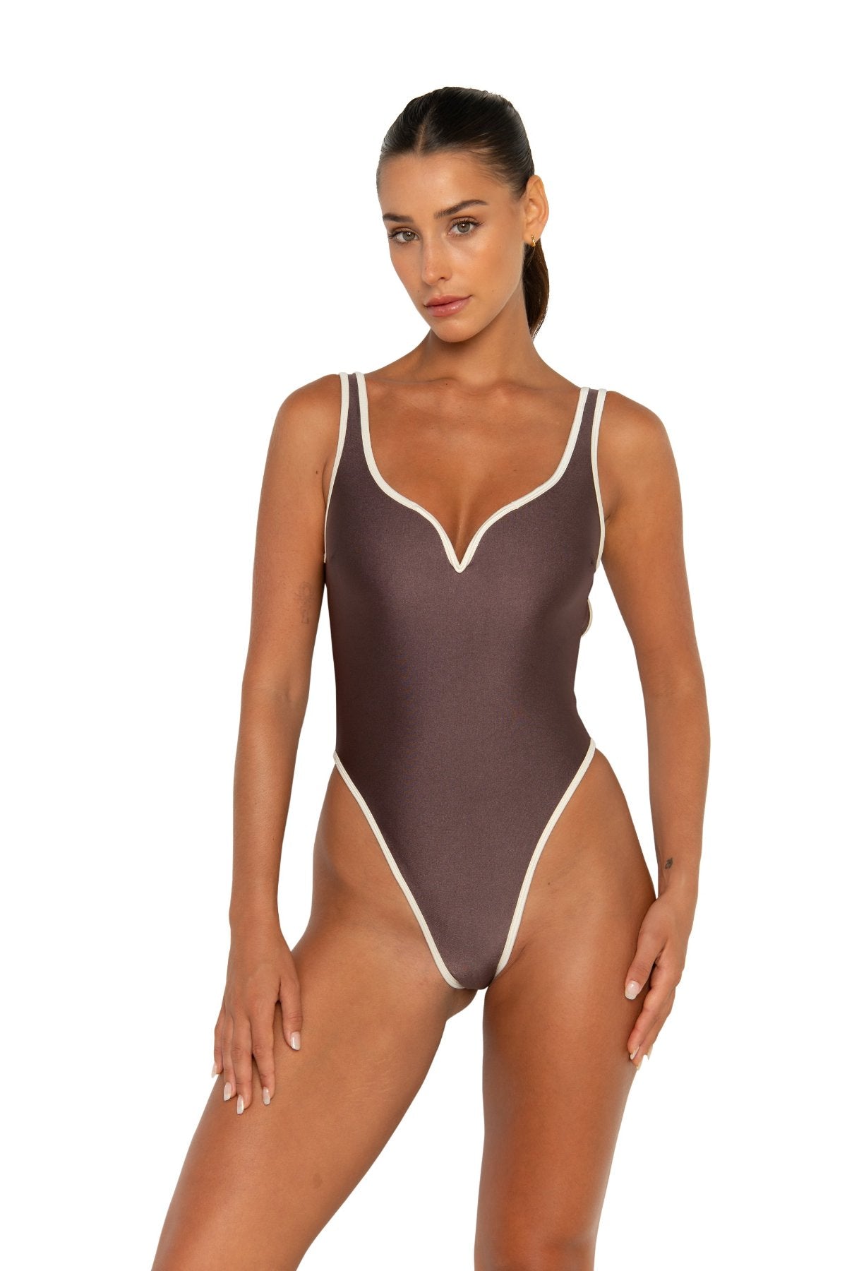 FAE brown one piece swimsuit