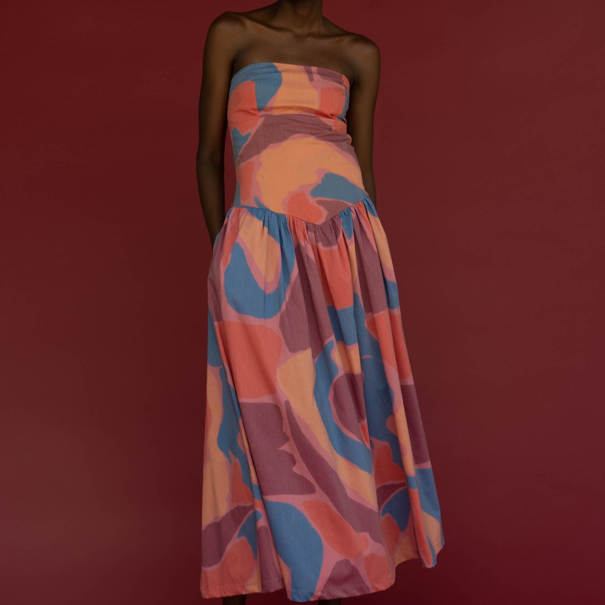 Dancing Strapless Midi Dress L