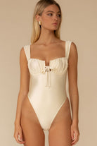 Cream Silkie Petal Variation One-Piece Swimsuit 