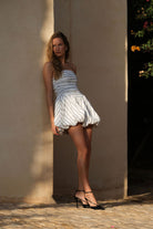 Jane Stripe Bubble Mini Dress - Noir Stripe 