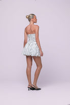 Jane Stripe Bubble Mini Dress - Noir Stripe 
