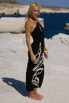 BRONTIE KEYHOLE HALTER MIDI DRESS - BLACK
