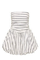 Jane Stripe Bubble Mini Dress - Noir Stripe 
