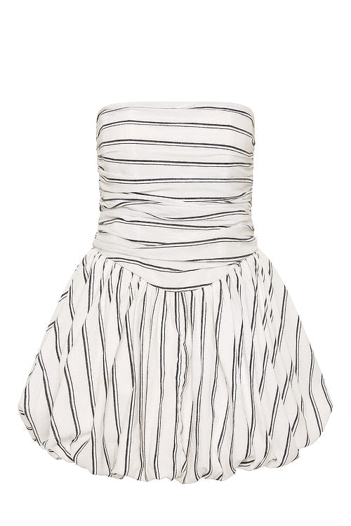 Jane Stripe Bubble Mini Dress - Noir Stripe 