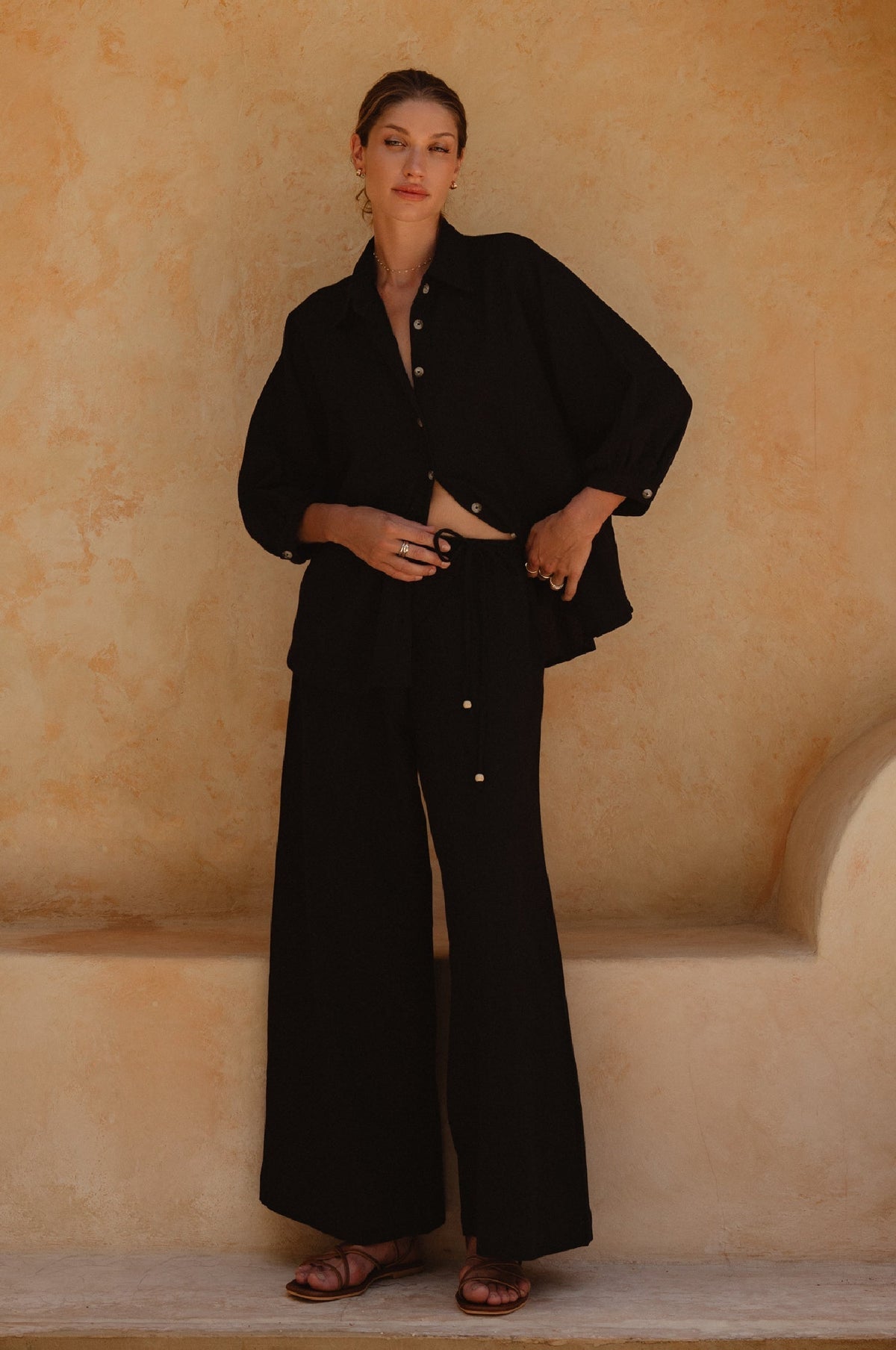 Hema Wrap Linen Pants black