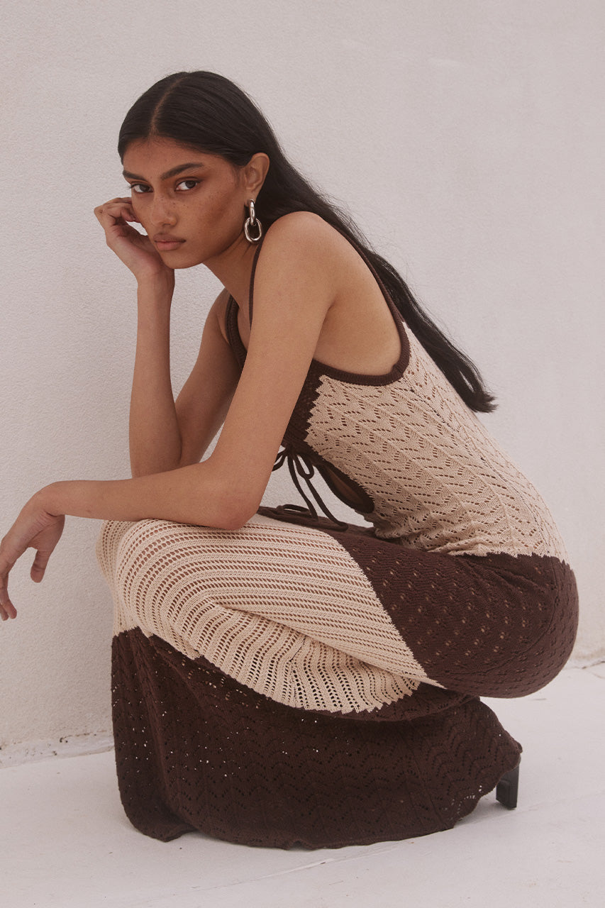 Julie Maxi Dress - Sand/Chocolate – SOL SWIM