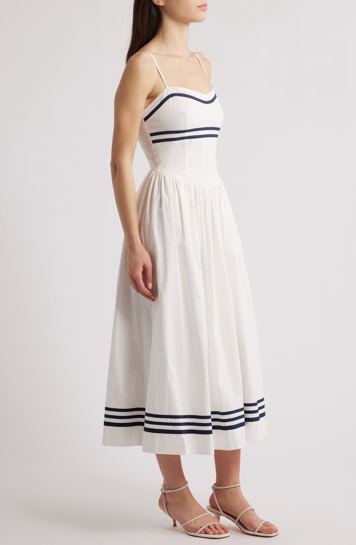 Moon River | Flor Stripe Details Midi Dress