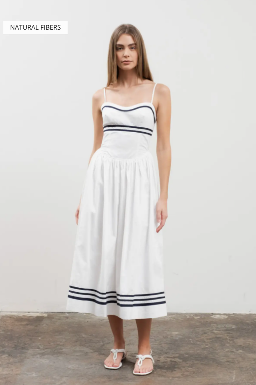 Moon River | Flor Stripe Details Midi Dress