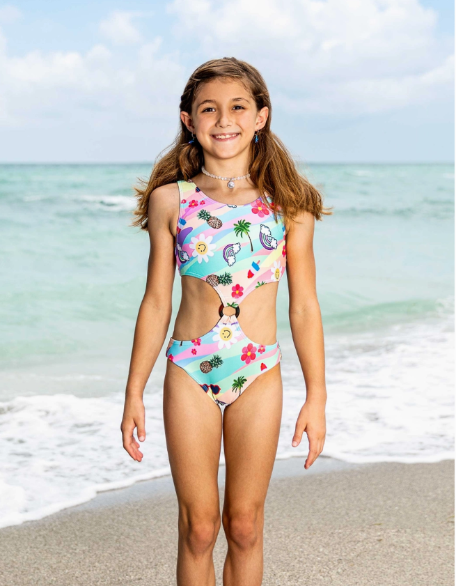 one piece girls swimsuit