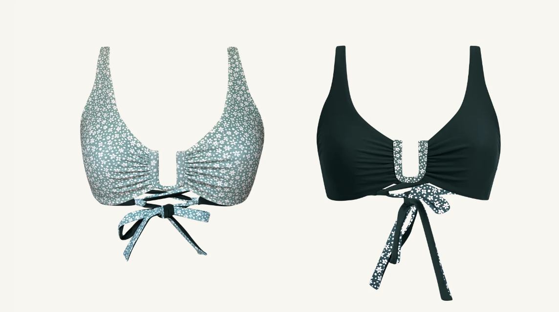 Gaya Bikini Top in Lilys/ Seaweed Reversible