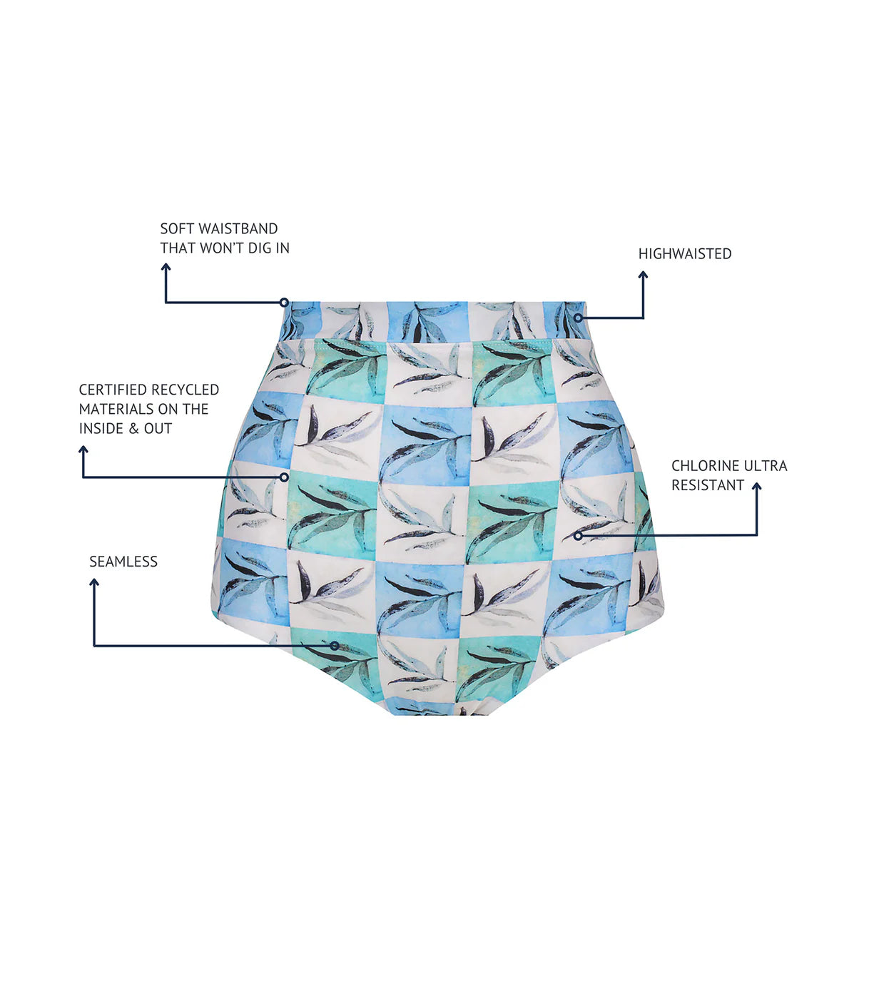 The Bush Checker High Waisted bikini Bottom