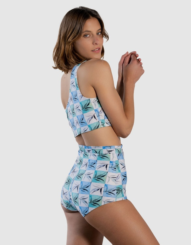 The Bush Checker High Waisted bikini Bottom